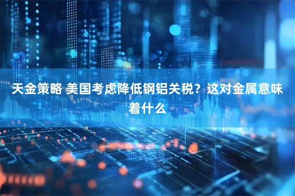 天金策略 美国考虑降低钢铝关税？这对金属意味着什么