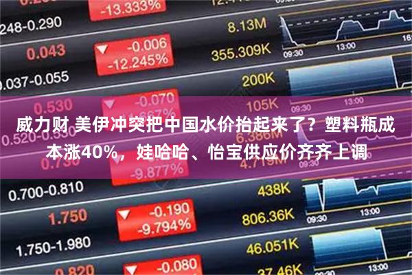 威力财 美伊冲突把中国水价抬起来了?塑料瓶成本涨40%,娃哈哈、怡宝供应价齐齐上调